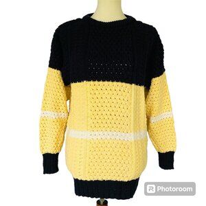 Vtg Donegall II Jamie Burns Hand Loomed Cotton Fisherman Sweater Sz M Nautical